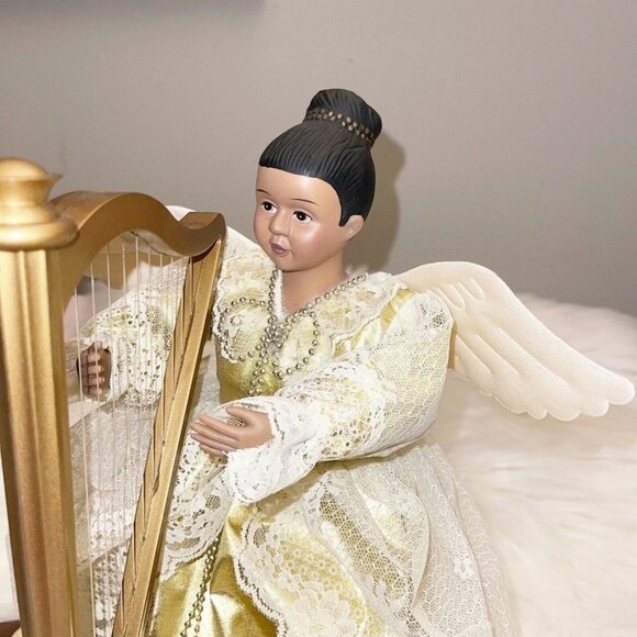 Holiday Time Other - Holiday Time Animated Musical Afroamerican Angel Harp Plays Melody collectors